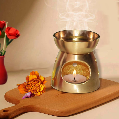 Pure Source India Brass Burner|Essential Oil Burner with Candle for Diffuser Oils | Relax with