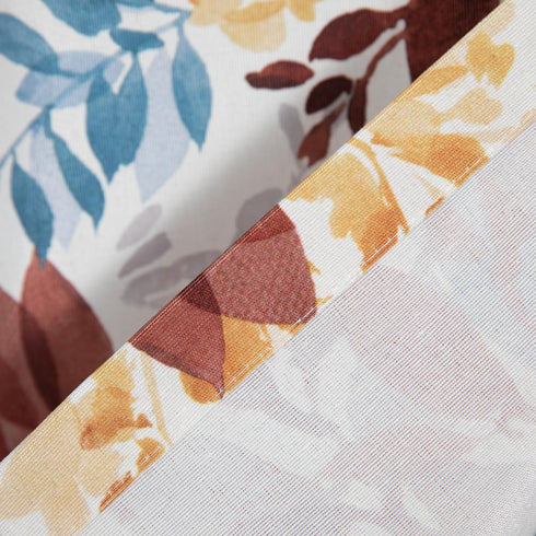 Leeva Colorful Leaves Printed Tie Up Window Valance, Chic Semi-Blackout Shade for Living Room, 52 x 18 Inch