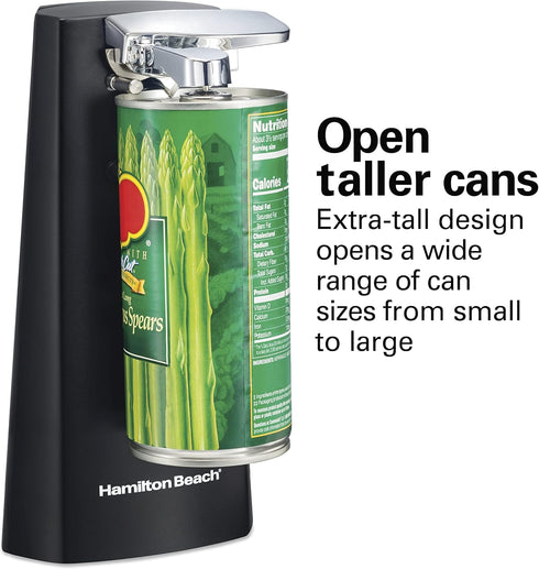 Hamilton Beach Electric Automatic Can Opener, Black (76702) with Easy-Clean Detachable Cutting Lever, Knife Sharpener,