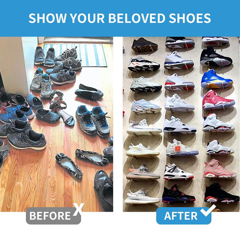 6 PCS Acrylic Floating Shoe Rack Wall Mount Display Shoe Rack Transparent Storage Rack for Home Use Sneaker Display