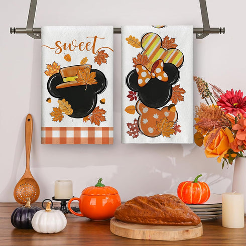 Fall Kitchen Towels Cartoon Mouse Dish Towels Autumn Mouse Kitchen Towels Fall Autumn Harvest Thanksgiving Decor Fall Decoration for Home Party by Yarcooly