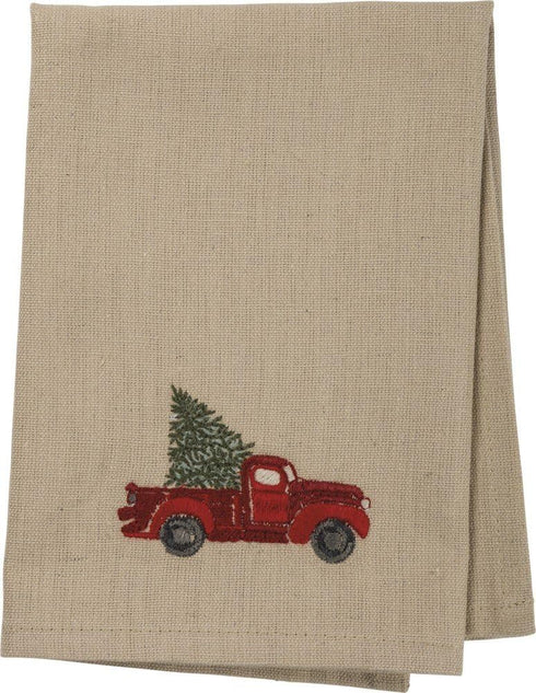 Primitives by Kathy Stitch Art Dinner Napkins Set - Truck with Christmas Tree