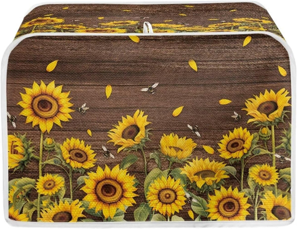 Sunflower Print Toaster Cover Dustproof Bread Maker Cover, Universal 2 Slice Oven Cover Appliance Cover
