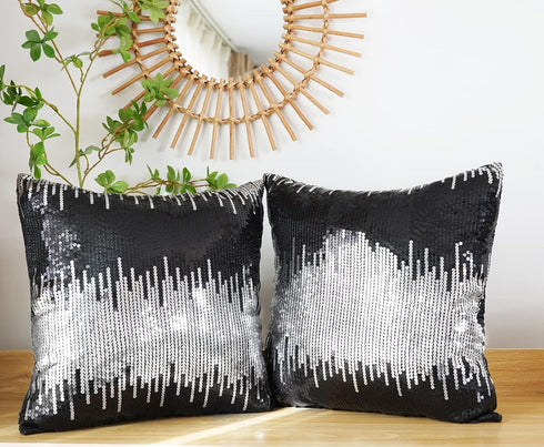 Eternal Beauty Sequin Pillow Covers, Glitter Decorative Pillowcase Set of 2 for Couch Sofa Bed Living Room, 18x18