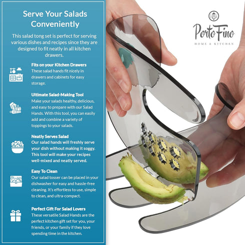 Salad Hands - Space Saving Salad Tongs for Serving, Dishwasher Safe, One Pair