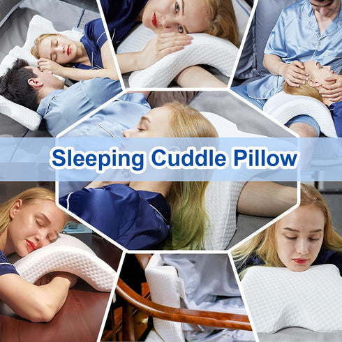 Sleeping Cuddle Pillow for Couple, Memory Foam Arched U-Shaped Arm Hole Pillow, Providing Comfort and Support in Travel