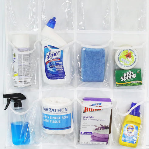 Simple Houseware Over The Door Hanging Shoe Organizer, Large, 24 Pockets, White (56" x 22.5")