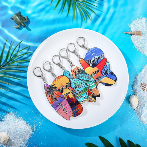 Bucherry 36 Pcs Beach Summer Party Favors, Wooden Surfboard Keychain Gifts for Hawaiian Luau