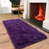 Purple Fluffy Shag Runner Rug 2x4, Non Slip Throw Area Rug for Bedroom Hallways, Long Furry Carpet
