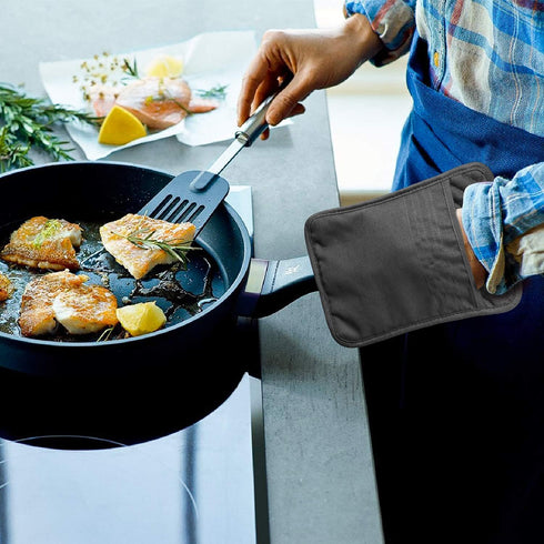 GROBRO7 5Pack Pocket Pot Holders, Cotton Heat Resistant Potholder, Machine Washable Oven Mitts, Grey
