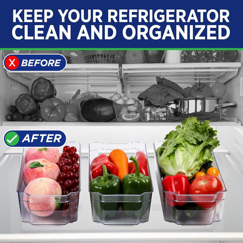 Pantry Organizers and Storage Bins, Stackable Clear Bins for Kitchen and Freezer, Multi-Purpose Kitchen Storage Bins -
