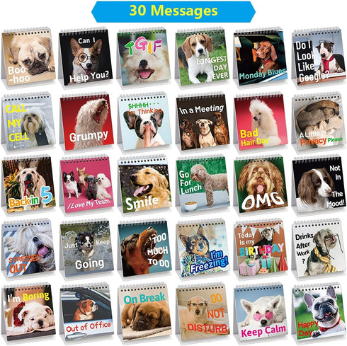 Fancy Land Funny Desk Signs for Dog Lovers - 30 Different Fun and Flip-Over Messages for Office Desk Accessories