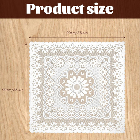 Yuomeaz 35 35 Inch White Lace Table Cloth, x Square Lace Tablecloth, Vintage Embroidered Style Crochet Tablecloths
