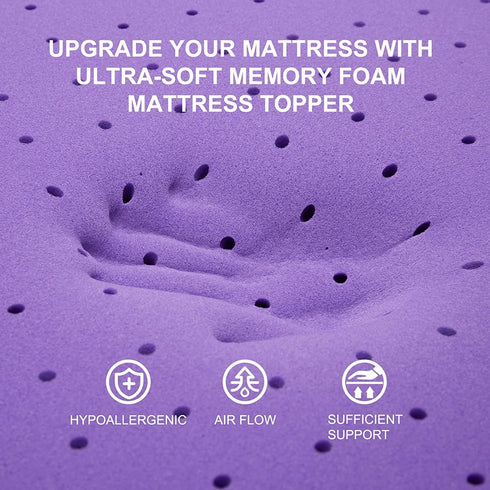 SINWEEK 1.5 Inch Gel Memory Foam Mattress Topper, Ventilated Soft Bed Topper, Twin Size, CertiPUR-US Certified, Purple