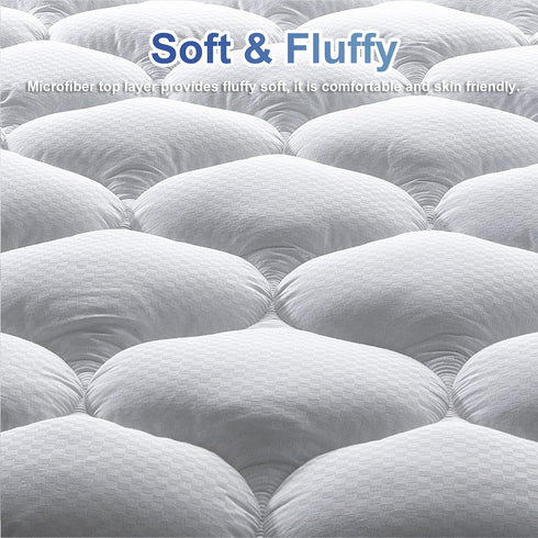 MATBEBY Quilted Fitted California King Mattress Pad, Cooling Breathable Soft, Stretches up to 21 Inch Deep, White
