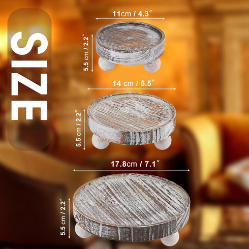 VIVIRBIEN 3PCS Wood Risers for Decor Mini Wooden Stool Display Stand with Removable Feet Farmhouse Rustic Decor Risers