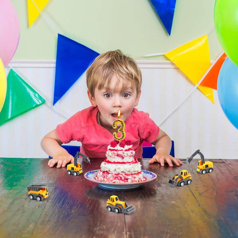 12 3 Pcs Construction Birthday Candles, Number Candle Construction Cake Topper, Digger Cake Topper for Boys Girls