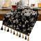 Floral Jacquard Dining Table Runner with Fringe Elegant Natural End Table Runner