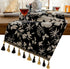 Floral Jacquard Dining Table Runner with Fringe Elegant Natural End Table Runner