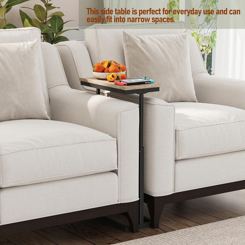 TB01BG083 TUTOTAK End Table, Side Table, Tall Couch Table, Sofa Table, Living Room, Bed Room, Greige