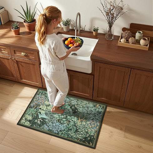 2x3 GarveeHome Entryway Area Rug Non Slip Front Door Forest Rugs, Washable Indoor Kitchen Floor Mat Soft Low-Pile Stain