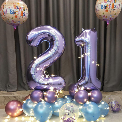 40 Inch Purple Helium Foil Birthday Party Number Balloons (Purple 1)