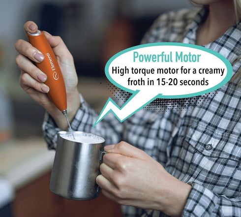 Elementi Handheld Milk Frother with Stand, Mini Mixer for Powder Drinks, Electric Whisk for Coffee, Specialty Kitchen