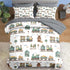 Set 5 Sets Pamnest Comforter Twin Size, Cute Cartoon Train Pcs Bedding for Kids and Adults, Green Barn Tree Bed Sheet