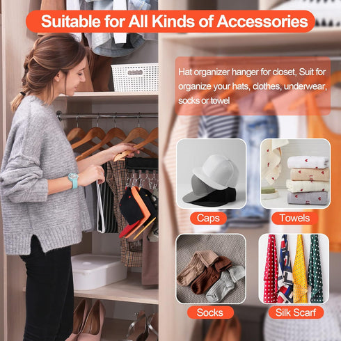 Hat Organizer Holder for Hanger & Room Closet, 1Pack Hat Rack Storage Clips, for Hang Baseball Hats Rack, Ball Caps, Winter Beanie & Accessories, Fits All Hangers (1PC Black) by Binboov
