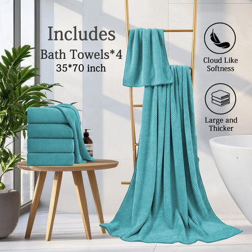 Set 35x70 Inches 600 Set (4-Pack) Hailea Extra Large Bath Towels - Aqua Luxury GSM Oversized Bath Sheet Towel,Ultra
