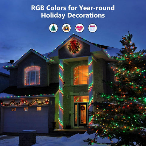 66ft 200 120+ Dimmable 4th Brizled Color Changing RGB Christmas Lights, LED Red White Blue String Lights Music Sync