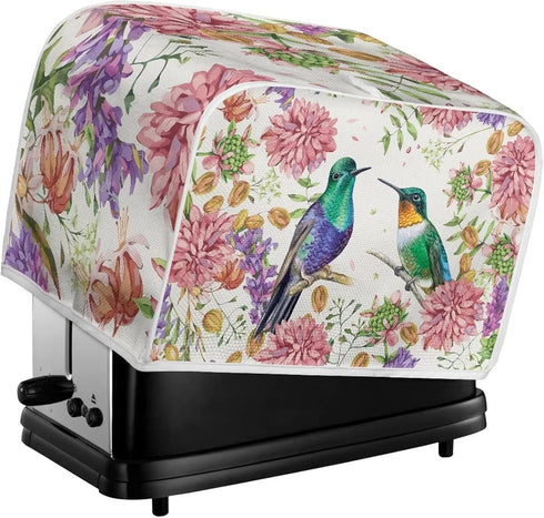 Belidome Hummingbird Pink Flower Toaster Dust Cover - 4 Slice Kitchen Appliance Protector