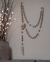 Virgin Mary and Jesus Carved Beads Design Decorative Wall Rosary, 65 Inch Alabasterite