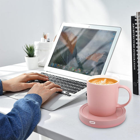 Set 131F/55C), 14oz Set) BESTINNKITS Smart Coffee Auto On/Off Gravity-induction Mug Office Desk Use, Candle Wax Cup