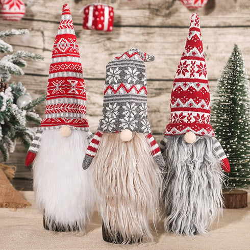 Adurself 4 Pack Christmas Gnome Wine Bottle Covers, Tomte Swedish Gnomes Wine Bottle Toppers Santa Scandinavian Plush