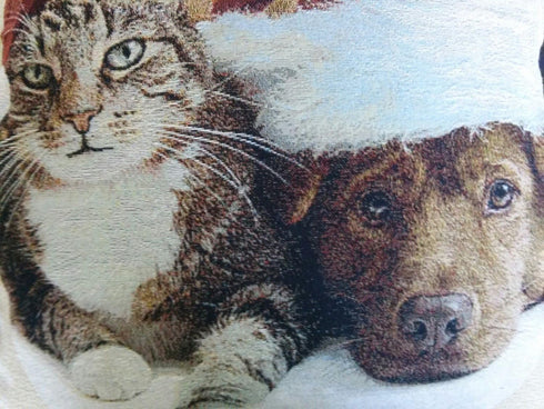 Tache Christmas Companions Cat Dog Holiday Throw Pillow Cushion Covers, 2 Piece