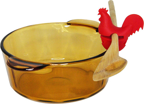 HOME-X Red Rooster Spoon Holder - Fun Kitchen Accessories, Pot/Pan Clip for Hostess Gifts