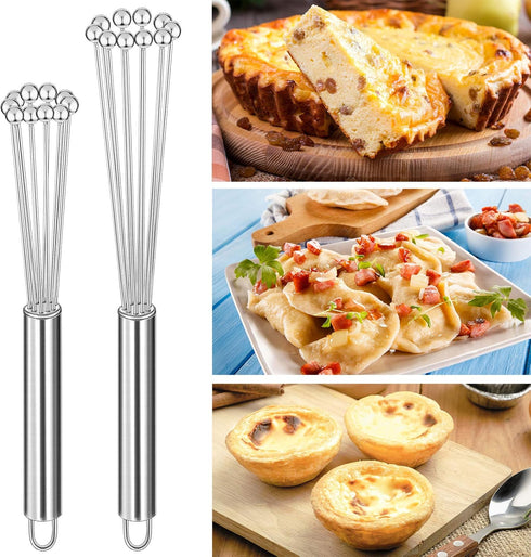 Patelai 2 Pieces Stainless Steel Ball Whisk Set, Kitchen for Cooking, Blending, Whisking, Beating, Stirring (10 Inch,