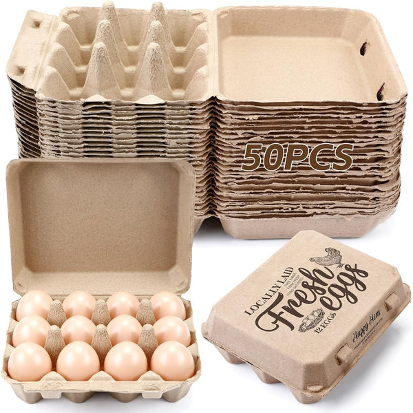 Zhanmai 50 Pcs Natural Paper Pulp Egg Cartons Blank Bulk 12 Count Dozen