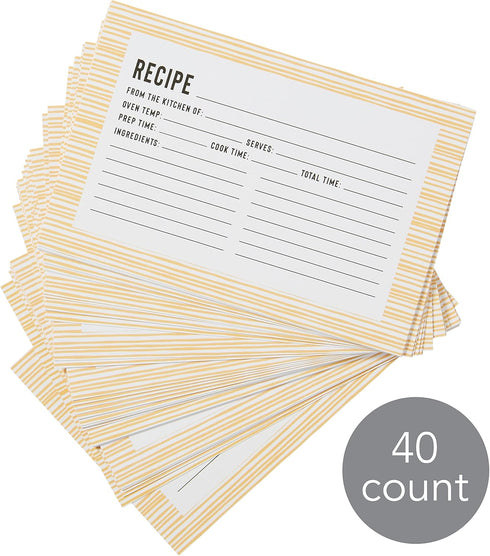 C.R. Gibson Bloom Double Sided Recipe Card Set, 4" W x 6" L, Yellow