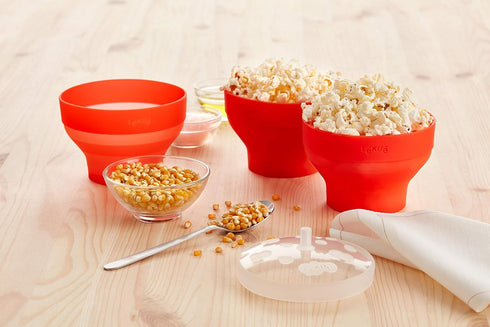 Lékué Mini Microwave Popcorn Maker, 5 x 3.5in, Red