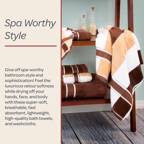 6 Set 525 100% 2 2 2 Set Lavish Home Piece Bathroom Towels - GSM Cotton Bathroom Accessories - Bath Sheets, Hand Cloths