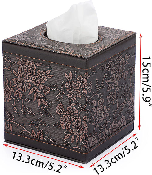 Sumnacon Square Leather Tissue Box Cover - Stylish Cube Tissue Box Holder with Magnetic Bottom, Decorative PU Tissue