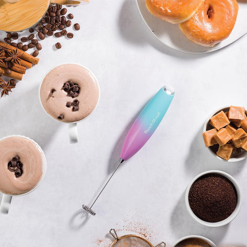 Powerful Mini Milk Frother - Handheld Battery Operated Stainless Steel Drink Mixer for Coffee, Lattes, Cappuccino,