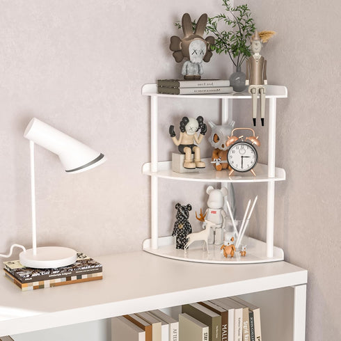 3 9.5x9.5x15.7 Inch, Countertop Sezanrpt Tier Acrylic Corner Shelf Organizer Storage White Corner Shelf for Bathroom