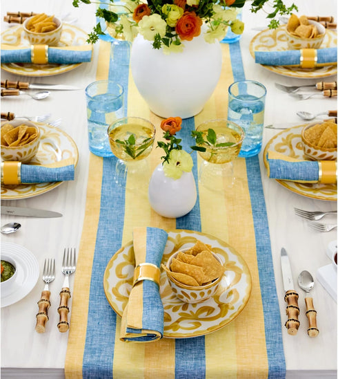 48 Inches 100% Summer 14 48 Inch Summer Solino Home Linen Table Runner - Cabana Stripe, Pure Linen Bright Stripe Small