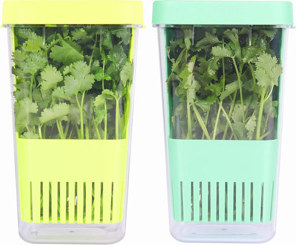 LUVCOSY 2 Pack Herb Keeper, BPA-Free Plastic Herb Saver with an Inner