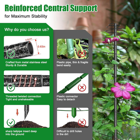 VRIEZOP 2 Pack 44" Spiral Metal Garden Trellis for Climbing Plants Outdoor Indoor - Adjustable Plant Support Tower