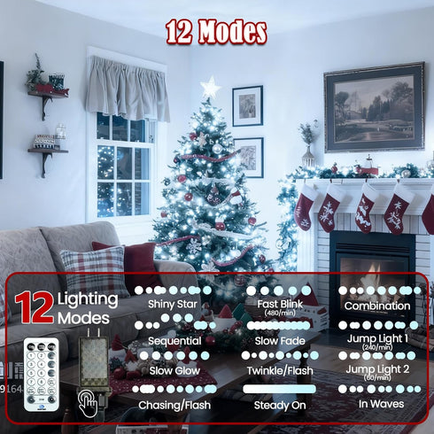 2026 88ft 240LED 12Modes, 7Voice Commands New Voice Control Smart Christmas String Lights Outdoor/Indoor | String