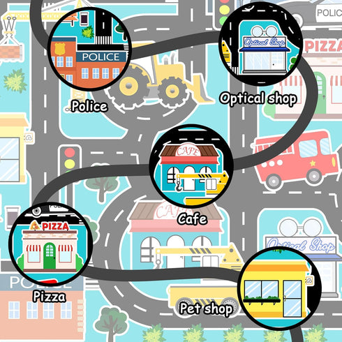 2.5x4 Car Rug Play Mat - Kids Play Carpet City Life Road Map Rug Educational Traffic Track Car Mat for Kids Toy Cars